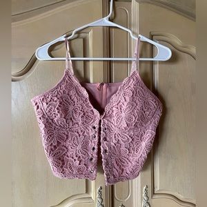 Pink Zip Up Crop Top